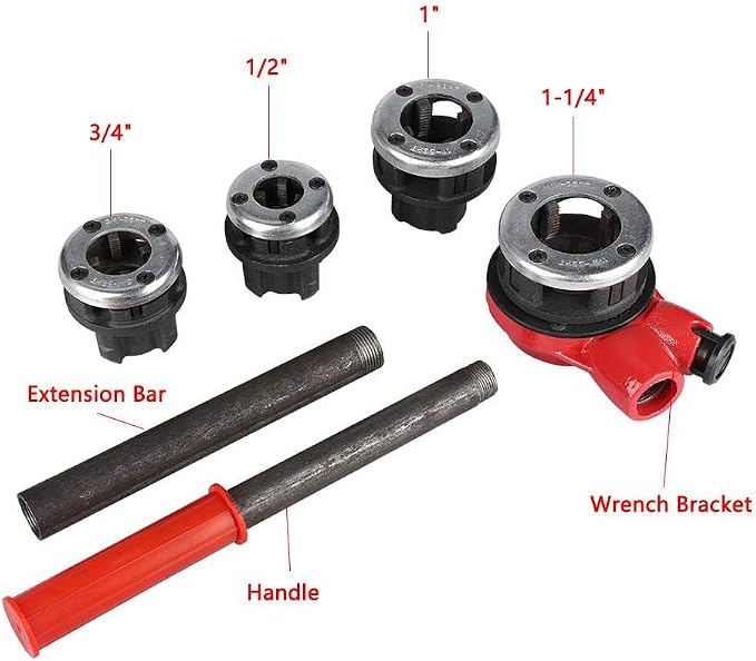 Tools,Pipe Threader Kit,Pipe Threader Kit,Pvc Pipe Threader,Tap and Die Set,Tap and Die Set,Ratcheting Pipe Threader Set, Malleable Cast Iron 4 Threading Dies 1/2" 3/4" 1" 1-1/4"