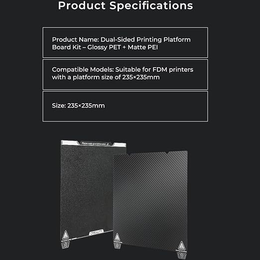 Creality Double-Sided PEI + PET Build Plate for K1, Ender 3 V3, 3D Printer Flexible Spring Steel Build Plate Glossy PET + Matte PEI Platform Bed for K1, Ender 3 V3 KE, Ender 5 S1, Ender 3 Series