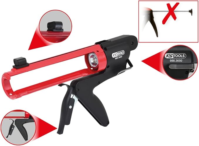Rodless cartrigde gun 310 ml, no protruding push rod