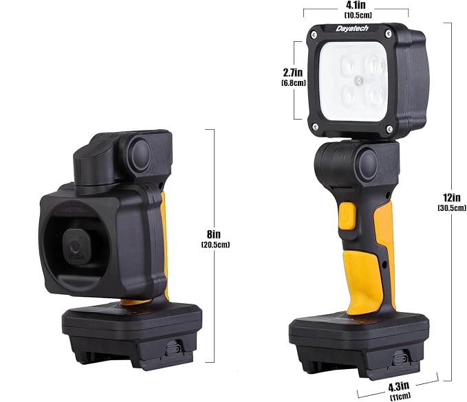 Cordless LED Work Light, Zoom Handheld Spotlight Compatible with Dewalt, Milwaukee and Makita 18-21V Battery, 3000 Lumens, Pivoting Head, (Charger and Battery Not Included)