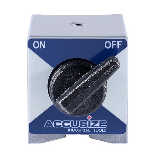 Accusize Magnetic Base, 176 lb Pull, 6010-0121 | On/Off Switch, V-Groove Bottom, M8 x 1.25 mm Tapped Hole, 2.362" x 1.968" x 2.165"