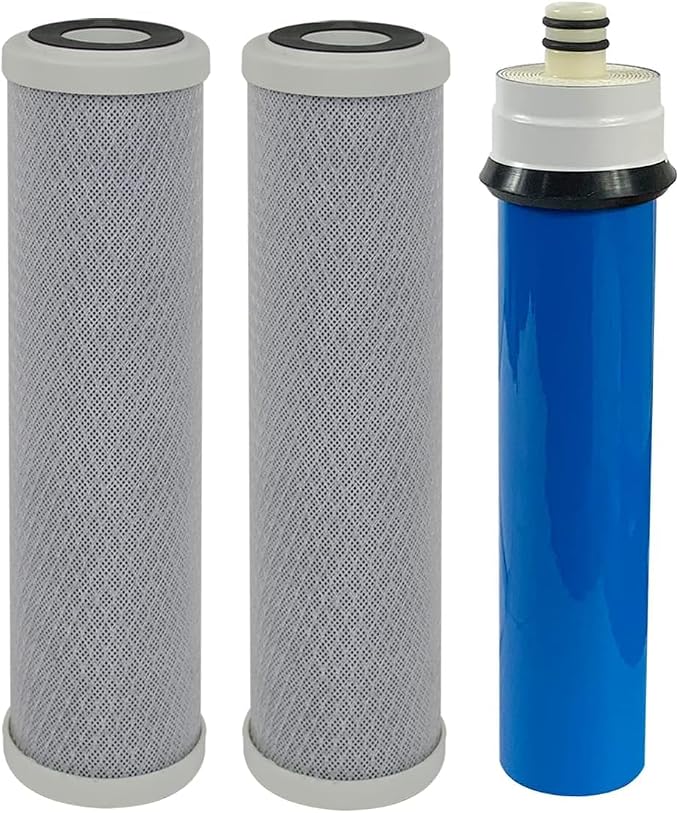 CFS – 2 Pack Carbon Block Water Filter Cartridges and RO Membrane Compatible with Rainsoft UF22, UF22T, UF-50 & UF-50T Models – Removes Bad Taste & Odor – Whole House Replacement Filter Cartridge