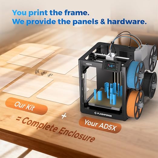 Flashforge Enclosure Accessory Set for AD5X, DIY Enclosure Kit with Plates and Screws to Unlock the ABS/ASA/PC Printing