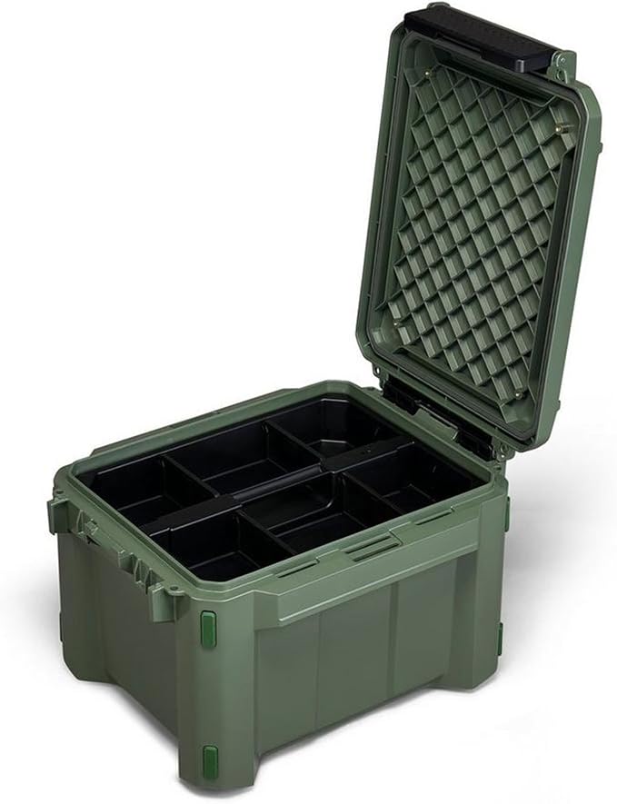 Plano GoNow Field Box, Waterproof Fishing Gear Storage, Outdoor Utility Container with Tray & Dividers for Tackle, Tools & Boat Use, Small, Olive Drab