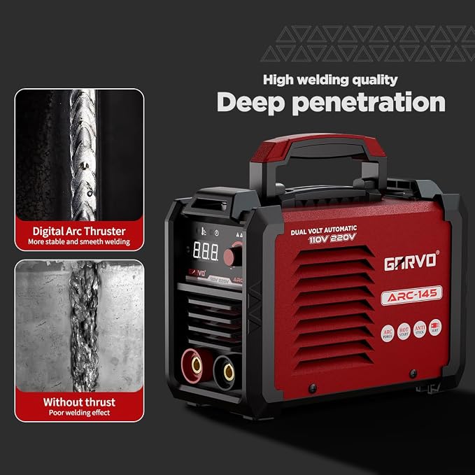 GARVO 110V/220V Dual Voltage Portable Welding Machine,145Amp ARC Welder Mini Stick welder Digital Display LCD,Hot Start,Arc Force and Anti-Stick ARC-145(ARC-145)