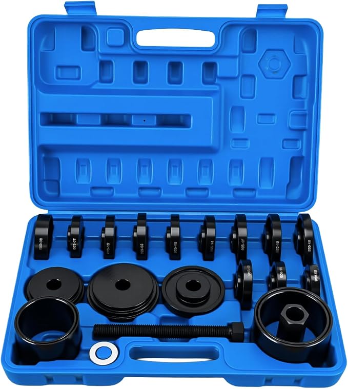 GOOACC Wheel Bearing Removal Tool Kit, 23PCS Wheel Bearing Press Kit for Front Wheel Drive Bearing Removal & Installation Universal Hub Bushing Press Sleeves Puller Tool Set with Sliding Screws Blue