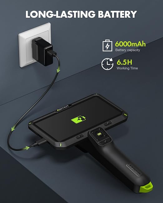 Anykit Endoscope Camera with Light, Dual Lens Endoscope 1080P | 6" IPS Screen Borescope, Inspection Camera with Split Screen, 32GB Card, Plumbing Snake Camera for Home (16.5FT)