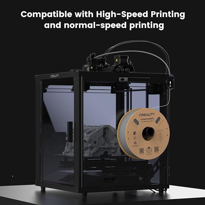 Creality Hyper 3D Printer PLA Gray Filament High Speed Printing 1.75mm 2.2lbs Spool ±0.03mm Dimensional Accuracy Flow Durable Resistant Smooth for Ender 3 v3 Plus KE K1 Max K1C 3D Printers