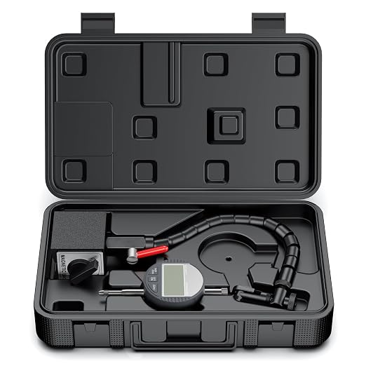 HDLNKAK Digital Dial Indicator 0-25.4mm/1''with Magnetic Base, Dial Indicator Tools Set for Alignment, 0.001" Accuracy Measurement Tool with Flex Arm Base and Indicator Combo