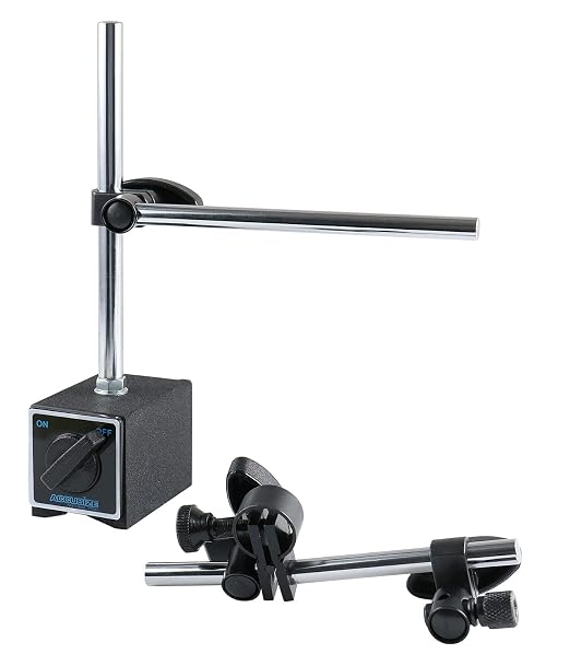 Accusize Industrial Tools 220 lbs Pull Super-Pull Magnetic Base for Industrial Precision Indicators, P900-S303 | On/Off Switch, V-Groove Bottom, Multiple Posts, M8 x 1.25 mm Tapped Hole, 2.95" x 1.96" x 2.16"
