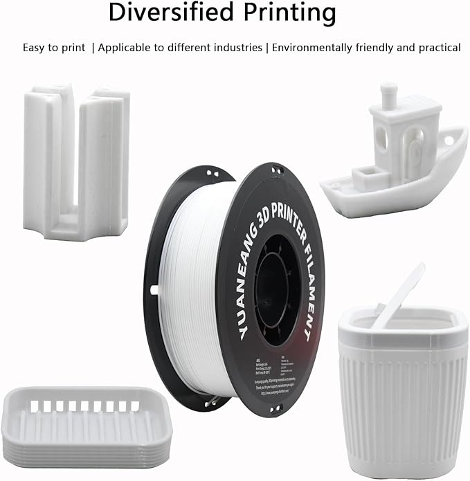 PETG 3D Printer Filament 1.75mm White, 1kg Spool, Strong & Durable PETG Material, Heat-Resistant, Low Warping, Smooth Glossy Finish, ±0.03mm Precision, Ideal for Functional Parts