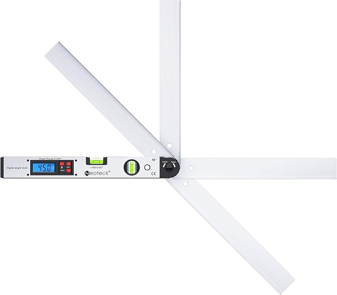 Neoteck 16 inch Digital Angle Finder 225° Aluminum Protractor, LCD Backlight, Bubble Level ±0.5° Accuracy, Data Hold & Locking Knob, Auto Shutdown, Portable Bag, for Woodworking & Construction
