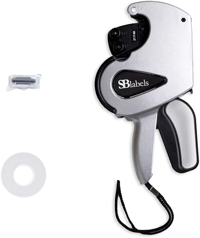 SBLabel Two Line Price Gun / 2 Line Pricing Gun/Pre-Loaded Roll of White Labels and Instruction Sheet