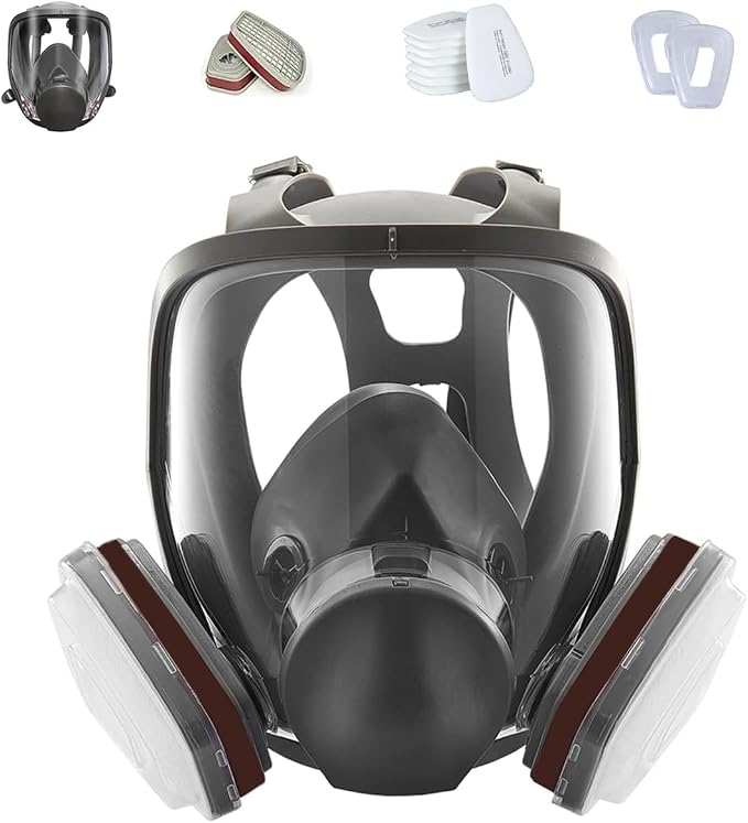 Full Face Respirator Mask with Filters,Reusable Gas Mask for Painting,Welding,Woodworking,Sanding,Spraying