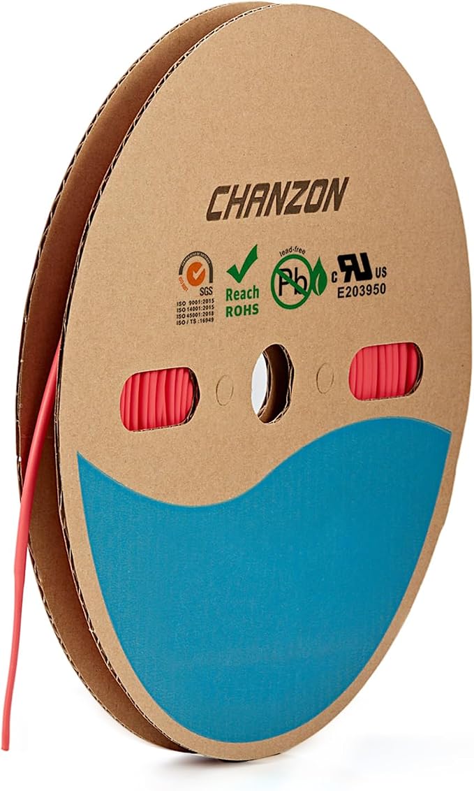 Chanzon 3:1 Ratio - 80ft Roll - Heat Shrink Tubing 3/32" (2.4mm) - Marine Grade Waterproof Adhesive Lined - (25M Total Length) Red Polyolefin Sleeving Wrap Shrinking 3 to 1 Ratio 1pcs
