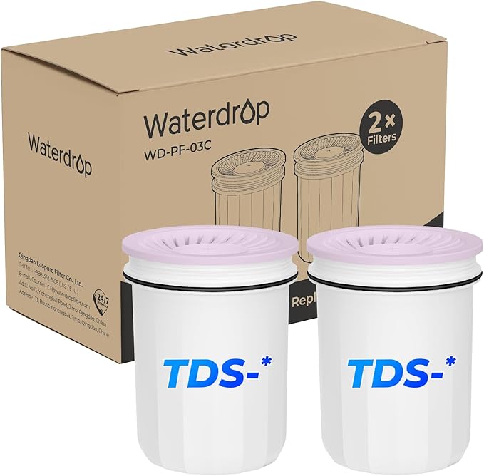 Waterdrop PF-03C Water Filter Replacement for Waterdrop WFD-03L TDS Reduction Dispenser Filtration System, Reduce TDS, Chlorine, PFOA/PFOS and More, Last Up to 2 Months, 2 Pack