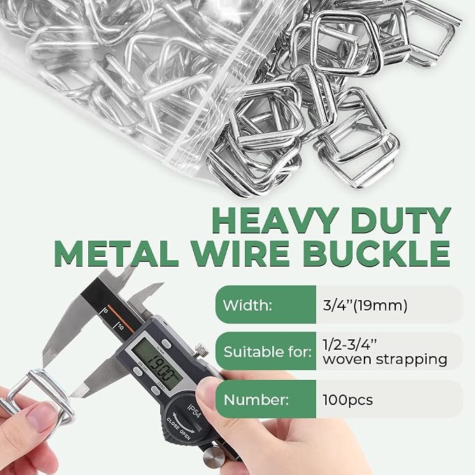 Banding Strapping Kit 3/4" x 328' Woven Cord and 100 Pack Metal Wire Buckle Bundle