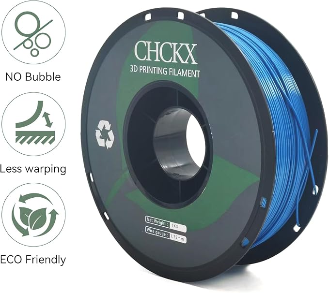 PETG 3D Printer Filament, Dimensional Accuracy +/- 0.03 mm, 1kg Spool(2.2lbs), 1.75 mm Fit for Most 3D Printers, Blue