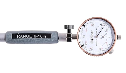 Accusize Industrial Tools Dial Bore Gauge Set, 6-10" x 0.0005", EE20-5010 | 10" Stem Length, Self-Centering, Chrome-Plated Handle, Insulated Grip