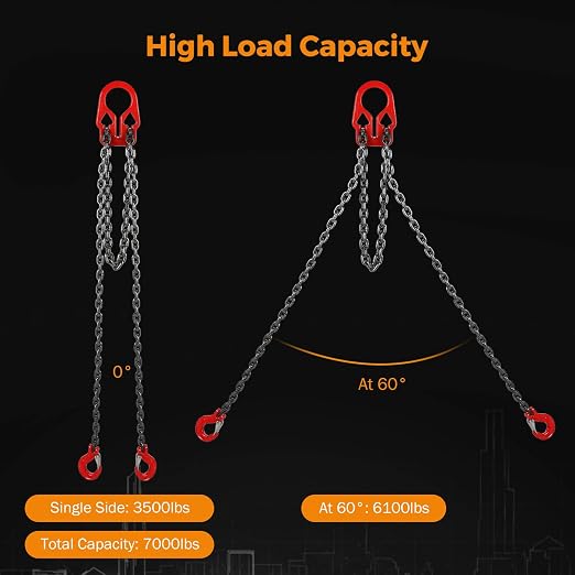 BEAMNOVA Lifting Chains with Adjuster Hooks, 5/16 Inch x 10 Ft, 7000lbs / 3.18 Tons, Chain Slings for Engine Hoist 2 Legs Industrial Grab Hook Heavy Duty