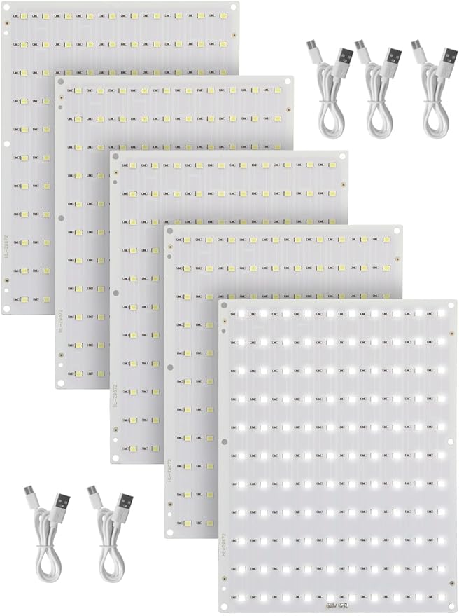 CMYK LED Lithophane PCB Board FAZ007 Compatible with Bambu Lab P1 X1 A1 P2S 3D Printers, 5 Pack with Connection Cable | PCB Lithophane Panel Replacement for Makerworld 3D Printer Accessories, DIY 3D Printing Projects