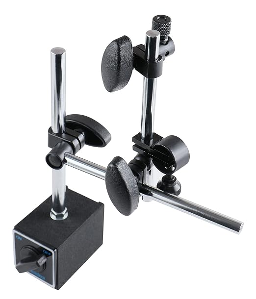 Accusize Industrial Tools 220 lbs Pull Super-Pull Magnetic Base for Industrial Precision Indicators, P900-S303 | On/Off Switch, V-Groove Bottom, Multiple Posts, M8 x 1.25 mm Tapped Hole, 2.95" x 1.96" x 2.16"