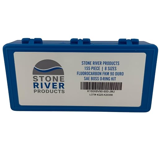 Stone River Products SAE Boss O-Ring Kit – 155 Piece, 8 Sizes, Fluorocarbon FKM (Viton® Equivalent) 90 Duro – 900 Series Straight Thread Tube Fittings