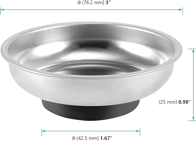 FUNSUEI 10 Packs 3 Inches Magnetic Tray, Stainless Steel Magnetic Bowl, Round Magnetic Parts Tray for Pins, Screws, Bolts, Nuts, Small Parts