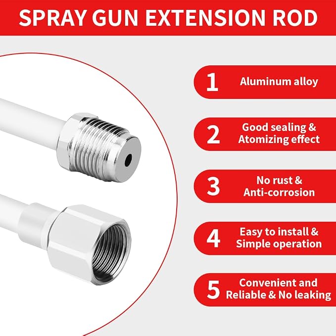 Airless Paint Sprayer Roller Inner Feed for High Pressure Airless Spray Gun，with Five Extension Pole Rods of Different Sizes（8in 12in 20in 30in 40in）