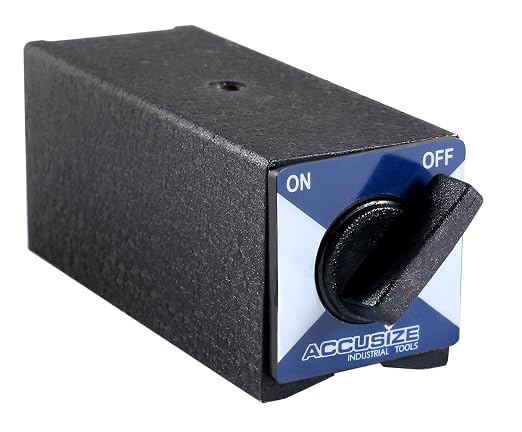 Accusize Magnetic Base, 264 lb Pull, Fine Adjustment (Pack of 2) | On/Off Switch, V-Groove Bottom, M8 x 1.25 mm Tapped Hole, 4.645" x 1.968" x 2.165", VMP_6010-0141FBA_2_PK
