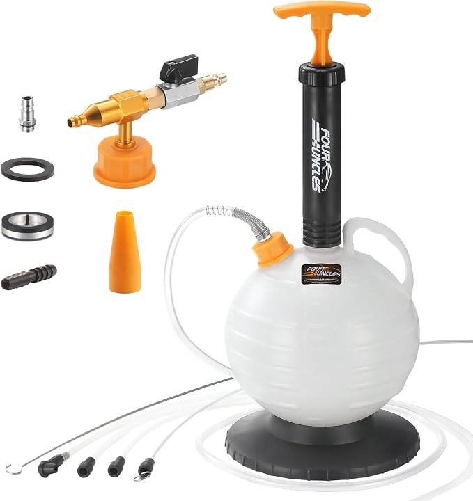 FOUR UNCLES Oil Extractor Pump - Fluid Extractor with 59" Main Hose, Three 41" Extension Tubes for Oil Change, a Hose for Brake Bleeding