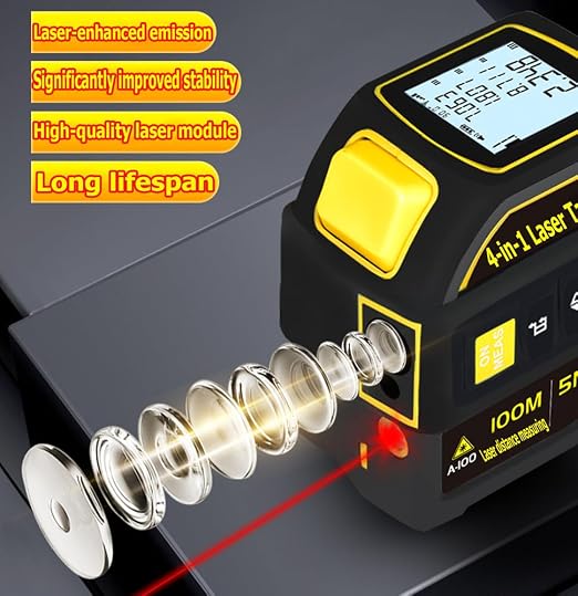 tape measure 4-in-1 laser Digital Measuring Tape & 80m/262ft Laser Distance Meter & with 16ft/5m & Crosshair markings & Dual-axis electronic level,Display On Backlit LCD Screen