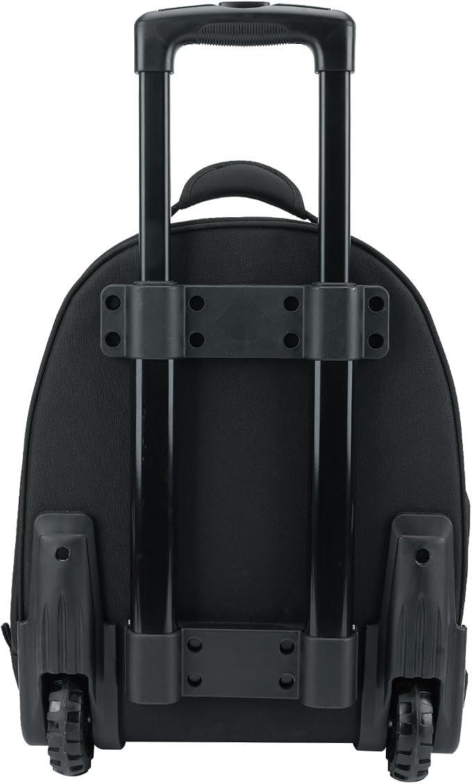 MELOTOUGH Rolling Tool Bag with Telescoping Handle 35 Pockets Wheeled Electrician Backpack Tool Bag For Men,Water Resistant Tool Storage Organizer Including Laptop Sleeve(BLK)