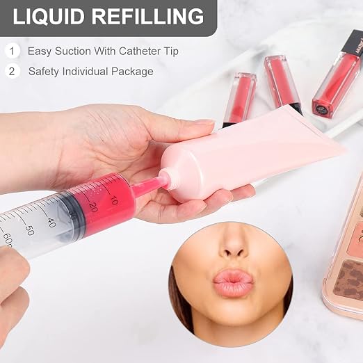 12 Pack 60ml Plastic Syringes, Individually Sealed with Measurement & Cap for Feeding Pets, Liquid, Jello Shots, Lip Gloss, Paint, Epoxy Resin, Oil, Watering Plants, Refilling (60ml, Plastic)