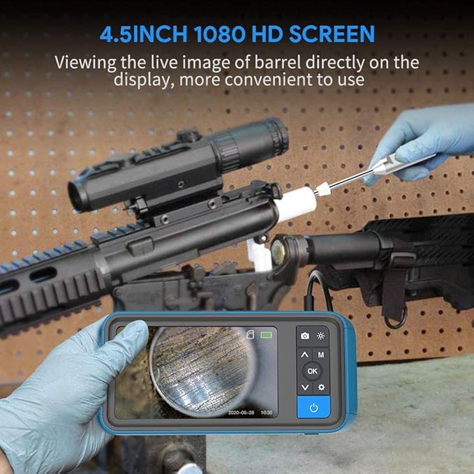 Teslong Rigid Rifle Borescope, 0.2inch Rod Digital Gun Barrel Bore Scope Gun Cleaning Camera-Fits .20 Caliber & Larger Hunting Shooting Firearms, 26inch Long Insertion Tube & 4.5inch 1080P HD Screen