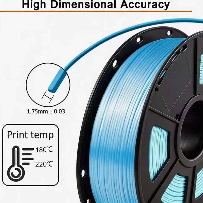 Silk PLA 3D Printing Filament 1.75mm Filajoy3D 3D Printing Filament 1KG, Dimensional Accuracy ±0.03mm, Compatible with Most FDM 3D Printers, Blue
