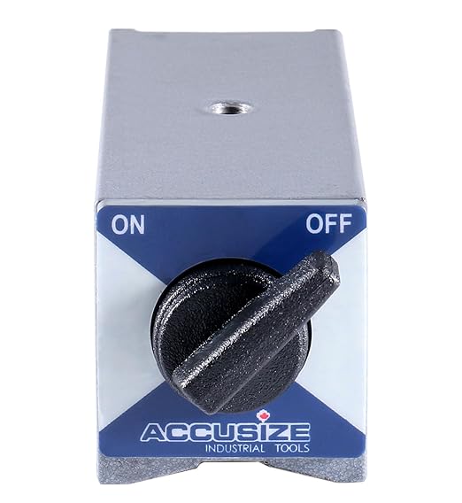 Accusize Magnetic Base, 264 lb Pull, 6010-0141 | On/Off Switch, V-Groove Bottom, M8 x 1.25 mm Tapped Hole, 4.645" x 1.968" x 2.165"