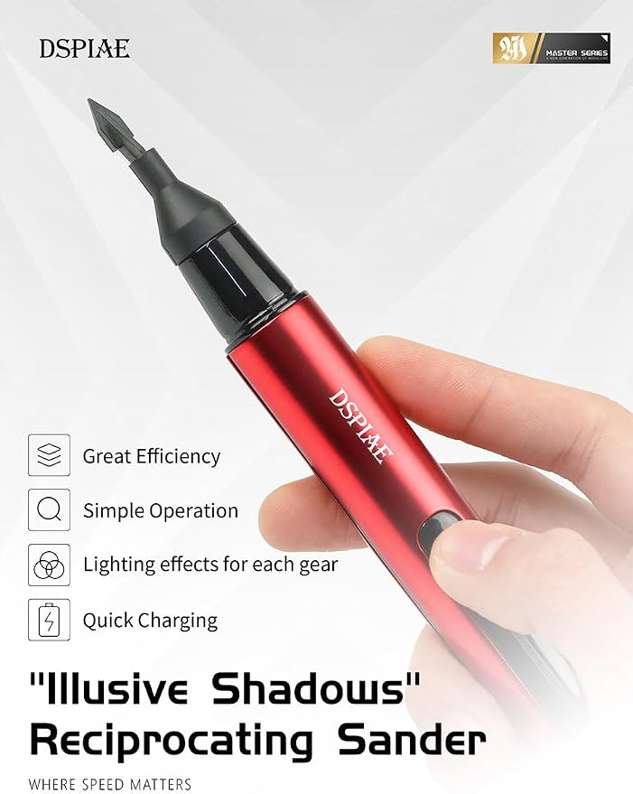 Electric Reciprocating Sander – Precision Multi-Speed Sanding Tool with Fine Sandpaper for Crafts, Miniatures, Jewelry, Woodworking, Resin Kits, Model Automotive Detailing, DIY & Hobbyists