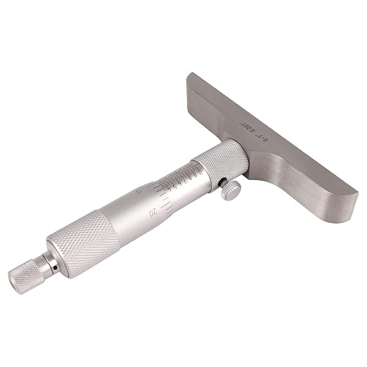 Depth Micrometer, 0-1" Measuring Range, 0.001" Graduation, Professional Precision Depth Gauge for Machining, Engineering & Metalworking, High Accuracy Tool