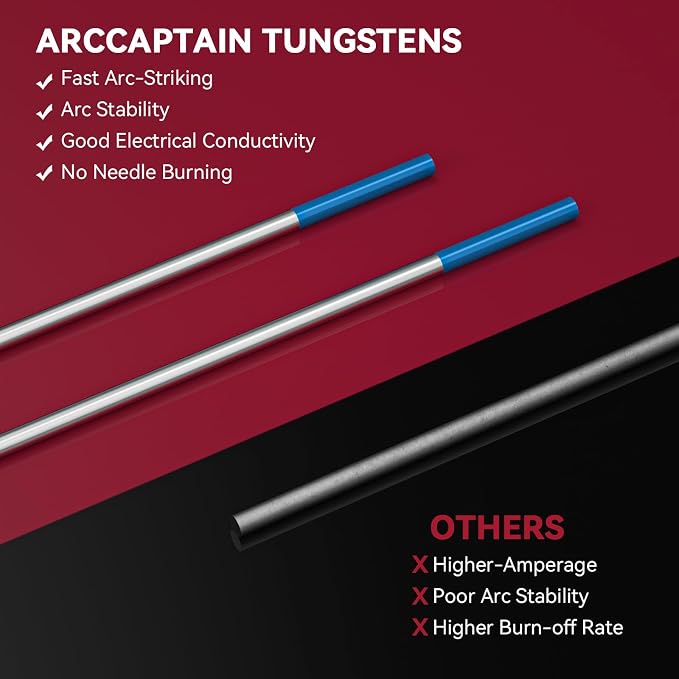 ARCCAPTAIN TIG Welding Tungsten Electrode Blue 2% Lanthanated 10-Pack 1/16" x 7" (WL20/EWLa-2)