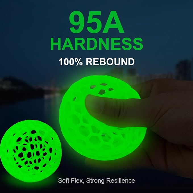 95A TPU 3D Printer Filament, 1.75mm Glow in The Dark Green, Soft TPU Flexible 3D Printing Filament, High Hardness & Resilience, Best with UV Lamps, 250g Spool, Fit Most 3D Printers