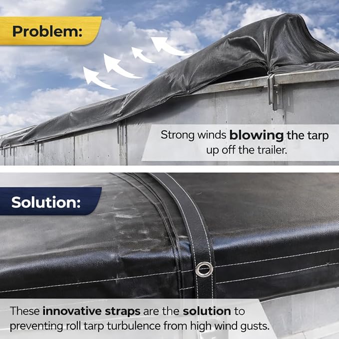 Brumleve® Heavy Duty Tarp Straps – Premium Polyester “Wind Straps” for Roll Tarp Systems – 2-Pack