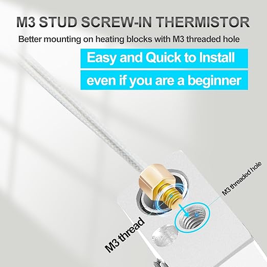 5Aplusreprap Ender 3 Hotend Upgrade: M3 Stud Thermistor,Fast Replaced, Compatible for Creality Ender 3 V2, CR-10 J-Head Hotend Replacement, Assembled Extruder 3D Printer Hot end Kit 24V 40W, Silver