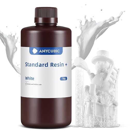 ANYCUBIC Upgraded Standard 3D Printer Resin, 405nm SLA Fast UV-Curing Resin, High Precision & Rapid Photopolymer for 8K Capable LCD/DLP/SLA 3D Printing (White, 1000g)