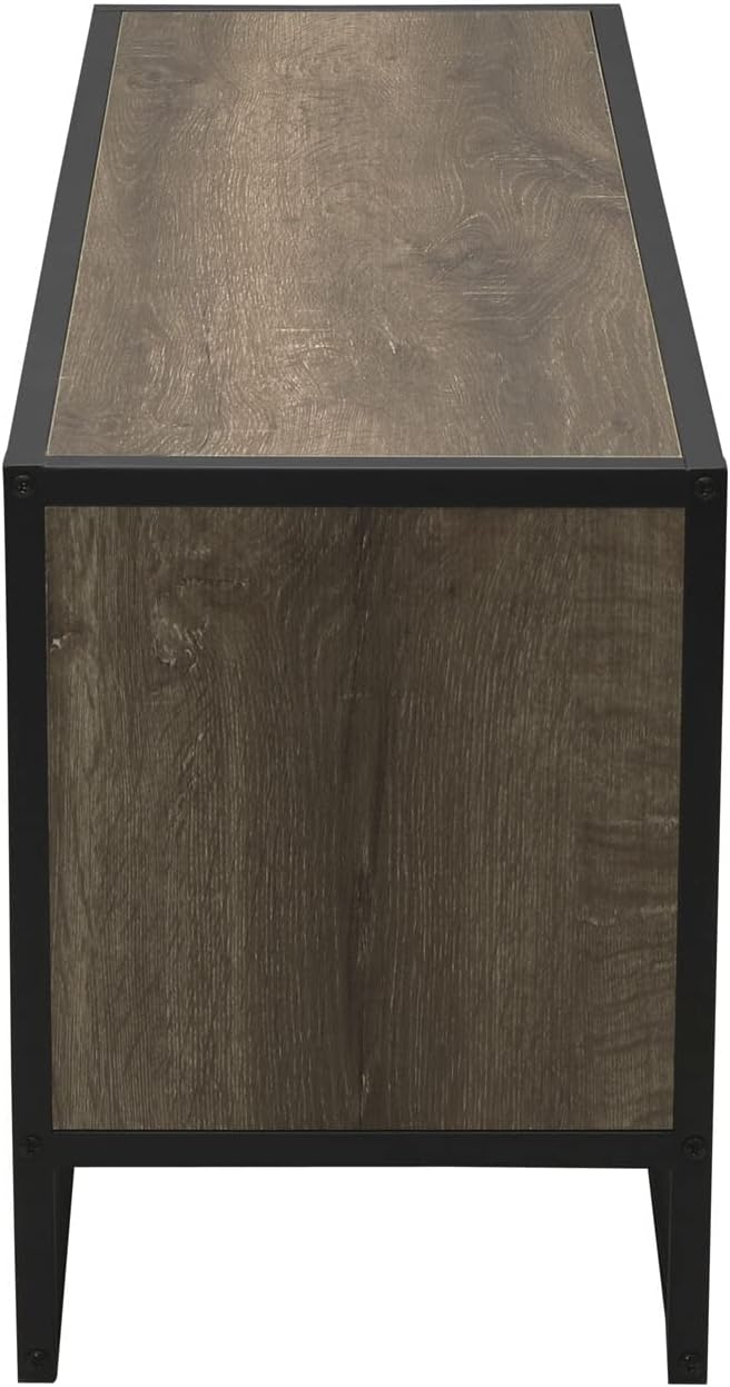 Household Essentials Ashwood & Iron Cube TV Console with Rustic Grain