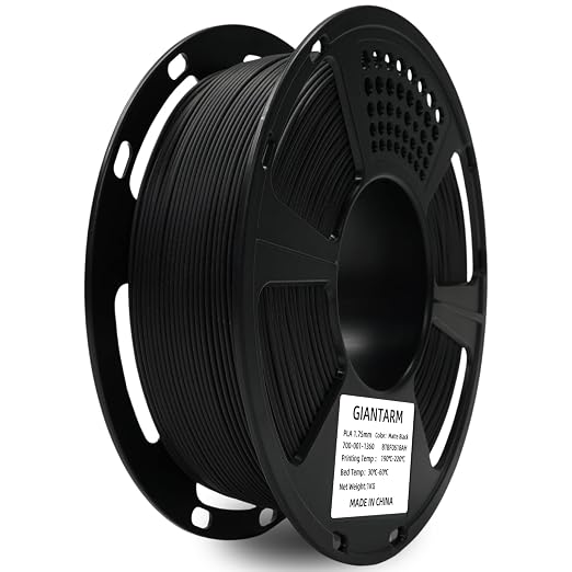 GIANTARM 3D Printer Filament, Black Pla Filament, 1Kg(2.2lbs) Spool, 1.75mm Dimension Accuracy +/- 0.03mm, 3D Printing Filament, Dark Black
