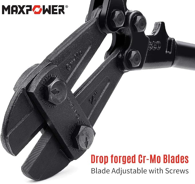 MAXPOWER 14-Inch Heavy Duty Bolt Cutter, Hardened Chrome Molybdenum Steel Blade, Ergonomic Rubber Handle