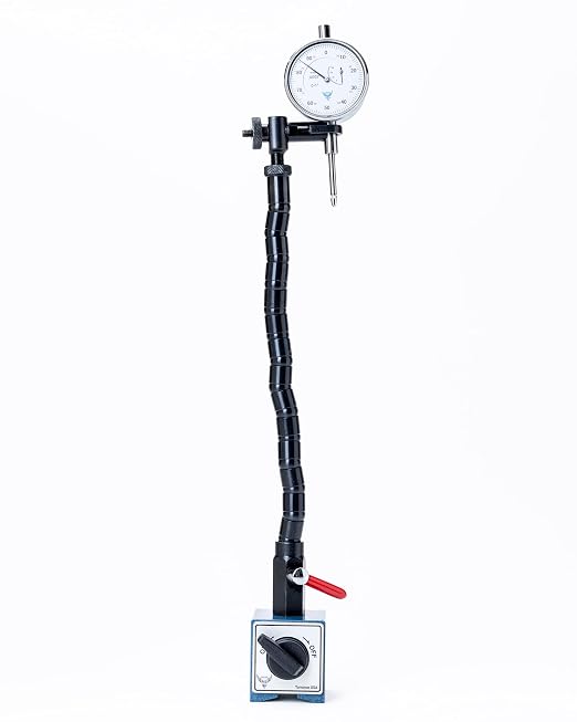 PEC Tools Flexible Arm Magnetic Base, 176lb/80kg Holding Force, Fits 3/8" Stems & Dovetail, Adjustable Stand for Dial Indicators, Test Indicators, Bore Gauges, and Machinist Tools