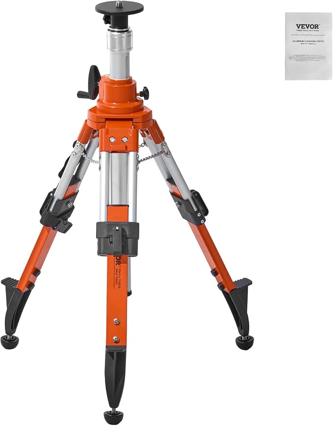 VEVOR Laser Level Tripod Stand, 5/8"-11 Thread Mount, 27.16-67.71 inch Height Adjustment Heavy Duty Survey Tripod, with Level Bubble & Diffusion Limiter, Liftable Non-Skid Feet for Construction