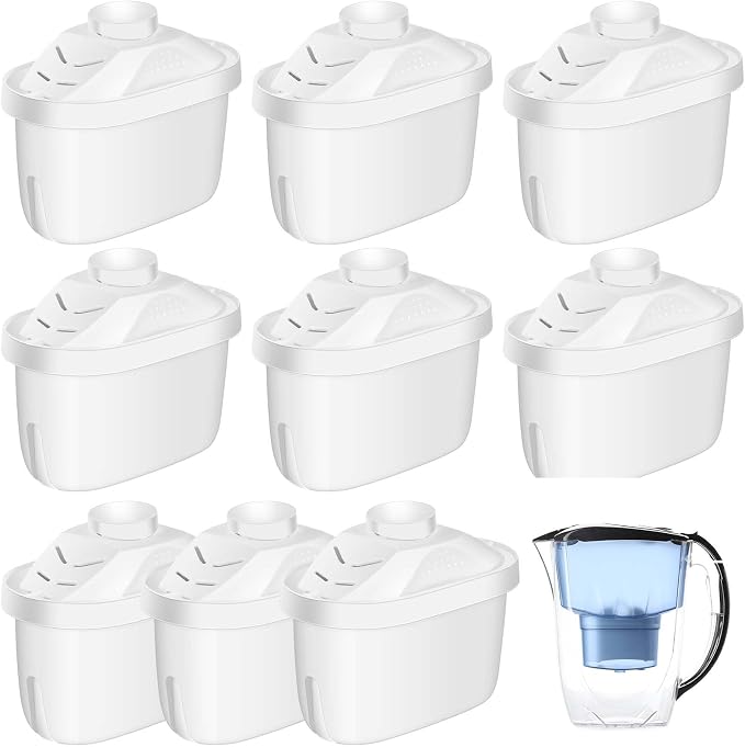 Tujoe 9 Pcs Alkaline Water Filter Replacement Alkaline Water Pitcher Replacement Cartridge for Healthy Drink, 7 Stage Filtration System to Purify